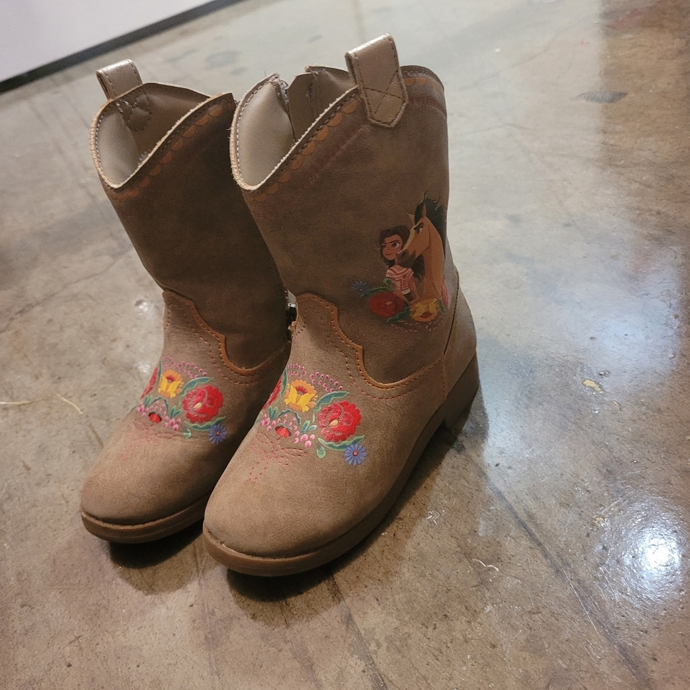 Floral Embroidered Brown Cowboy Boots